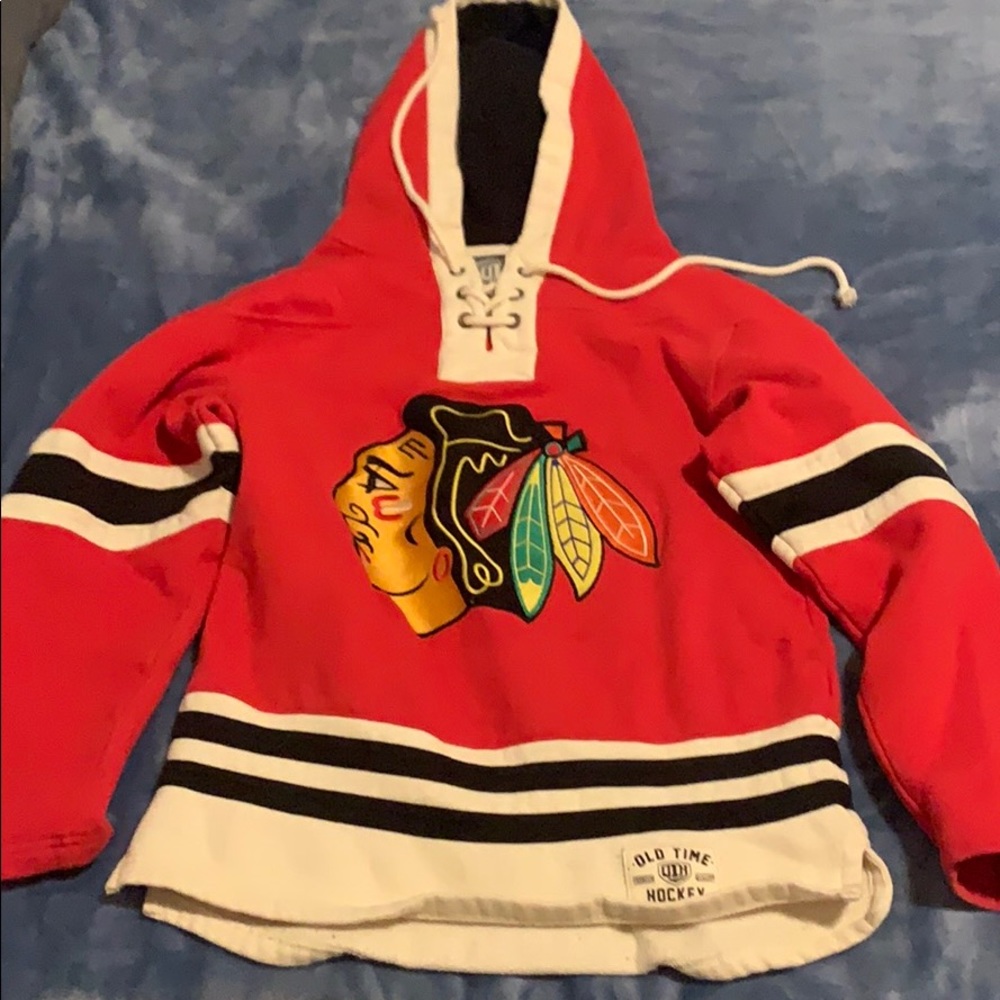 Black Hawks Old Time Laced Hoodie (No Player Name)